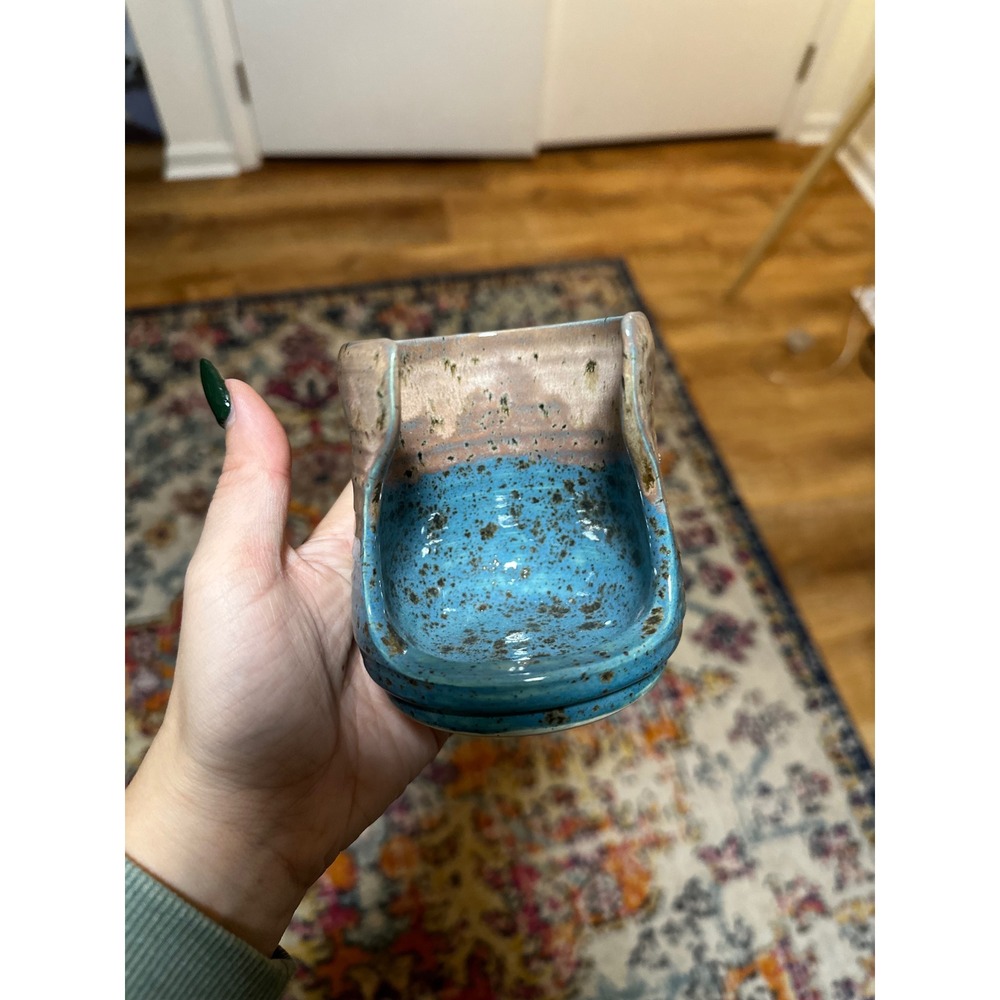 NEW Pottery by Michelle | Handmade Ceramic Turquoise Tan Speckled  Sponge Holder